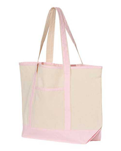 Q-Tees Q1500 34.6L Large Canvas Deluxe Tote - Natural Light Pink - HIT a Double