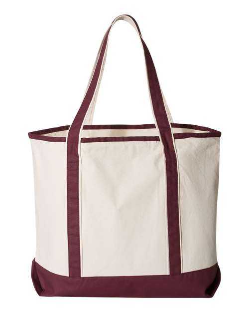 Q-Tees Q1500 34.6L Large Canvas Deluxe Tote - Natural Maroon - HIT a Double