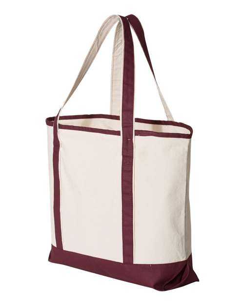 Q-Tees Q1500 34.6L Large Canvas Deluxe Tote - Natural Maroon - HIT a Double