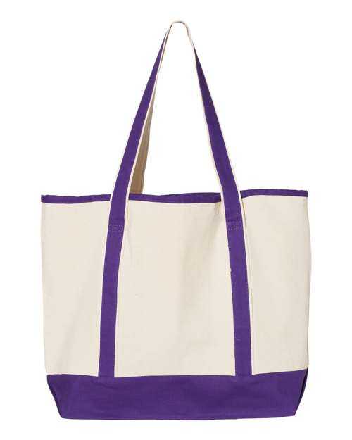 Q-Tees Q1500 34.6L Large Canvas Deluxe Tote - Natural Purple - HIT a Double