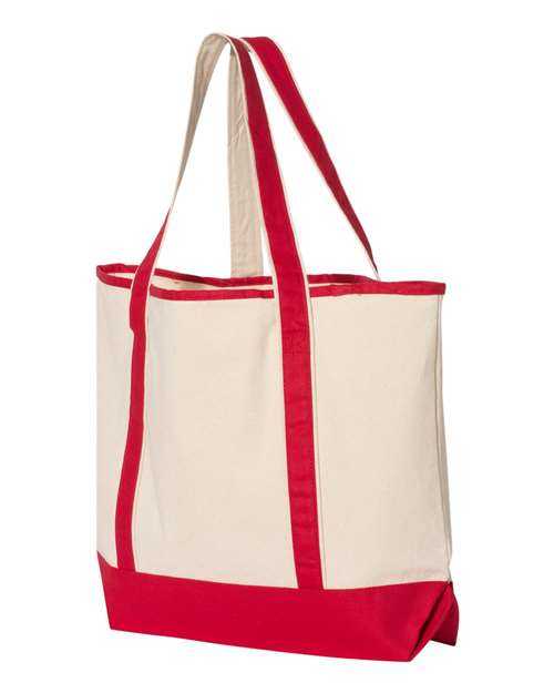 Q-Tees Q1500 34.6L Large Canvas Deluxe Tote - Natural Red - HIT a Double