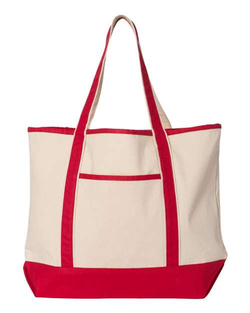 Q-Tees Q1500 34.6L Large Canvas Deluxe Tote - Natural Red - HIT a Double
