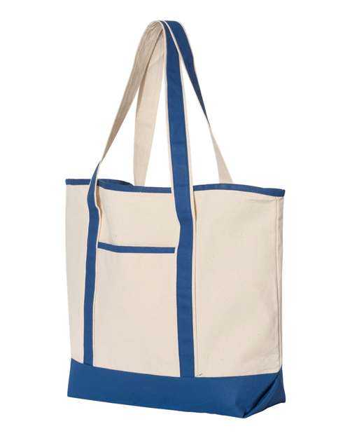 Q-Tees Q1500 34.6L Large Canvas Deluxe Tote - Natural Royal - HIT a Double