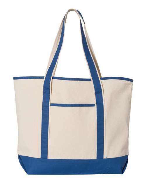 Q-Tees Q1500 34.6L Large Canvas Deluxe Tote - Natural Royal - HIT a Double
