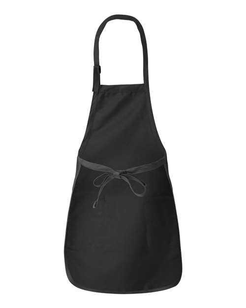 Q-Tees Q4350 Full-Length Apron with Pockets - Black - HIT a Double