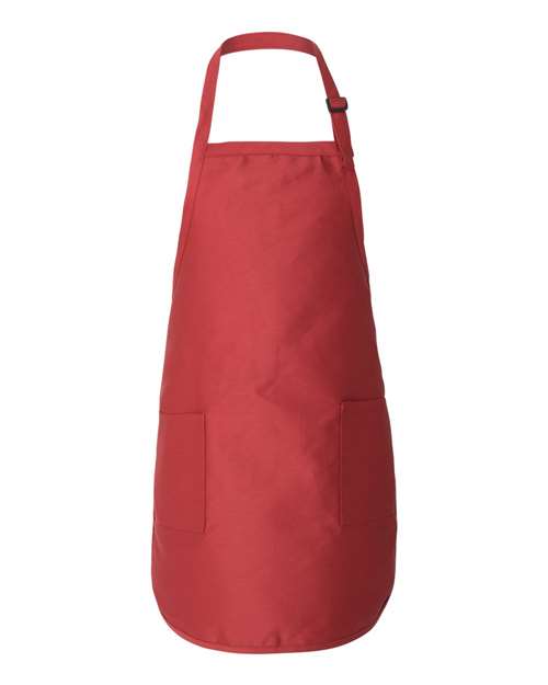 Q-Tees Q4350 Full-Length Apron with Pockets - Red - HIT a Double