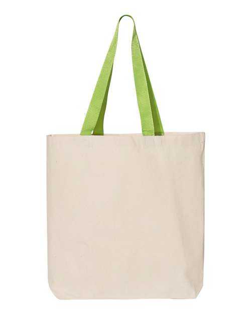 Q-Tees Q4400 11L Canvas Tote with Contrast-Color Handles - Natural Lime - HIT a Double
