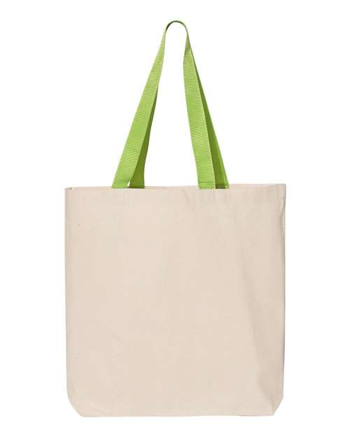 Q-Tees Q4400 11L Canvas Tote with Contrast-Color Handles - Natural Lime - HIT a Double