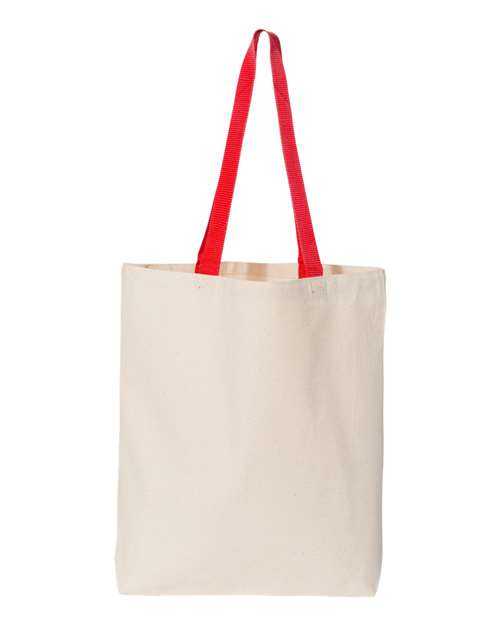 Q-Tees Q4400 11L Canvas Tote with Contrast-Color Handles - Natural Red - HIT a Double