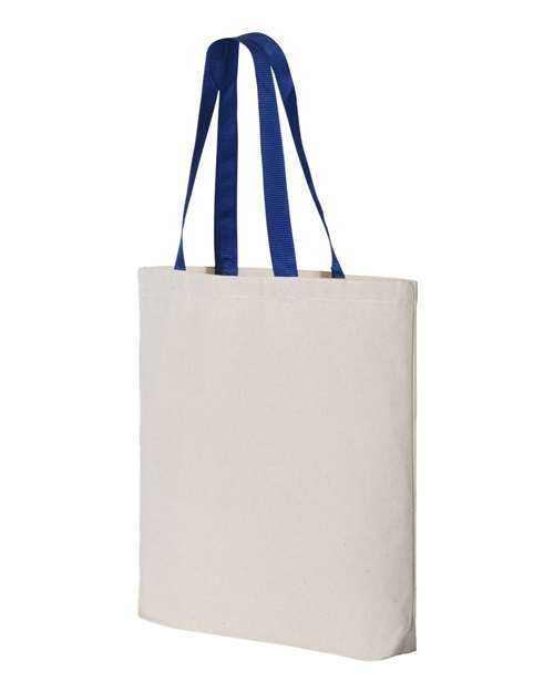 Q-Tees Q4400 11L Canvas Tote with Contrast-Color Handles - Natural Royal - HIT a Double