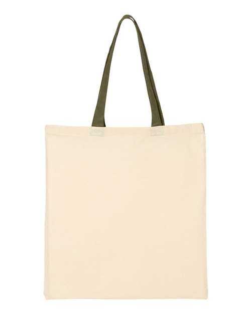 Q-Tees QTB6000 Economical Tote with Contrast-Color Handles - Natural Army - HIT a Double