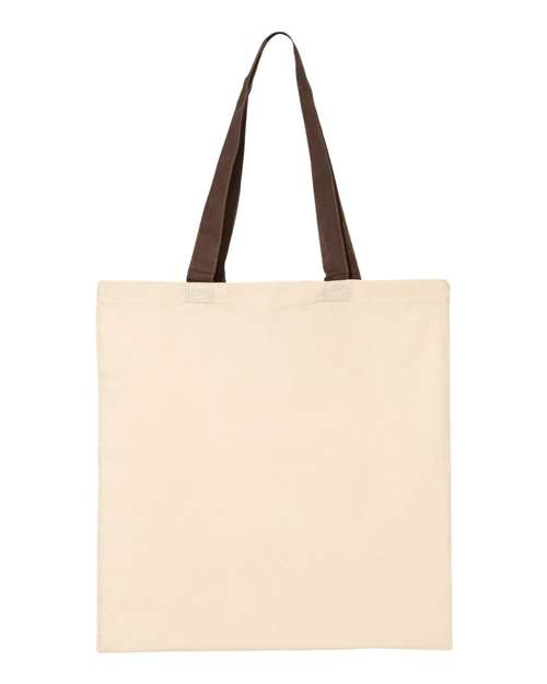 Q-Tees QTB6000 Economical Tote with Contrast-Color Handles - Natural Chocolate - HIT a Double