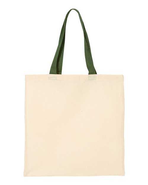 Q-Tees QTB6000 Economical Tote with Contrast-Color Handles - Natural Forest - HIT a Double