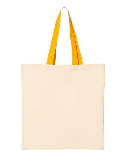 Q-Tees QTB6000 Economical Tote with Contrast-Color Handles - Natural Gold - HIT a Double