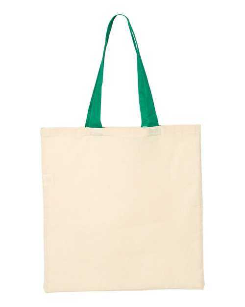 Q-Tees QTB6000 Economical Tote with Contrast-Color Handles - Natural Kelly - HIT a Double