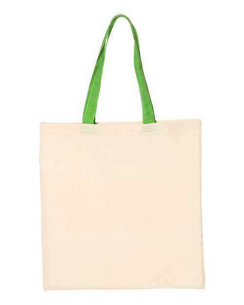 Q-Tees QTB6000 Economical Tote with Contrast-Color Handles - Natural Lime - HIT a Double