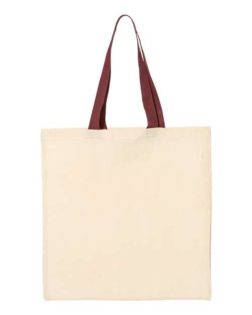 Q-Tees QTB6000 Economical Tote with Contrast-Color Handles - Natural Maroon - HIT a Double