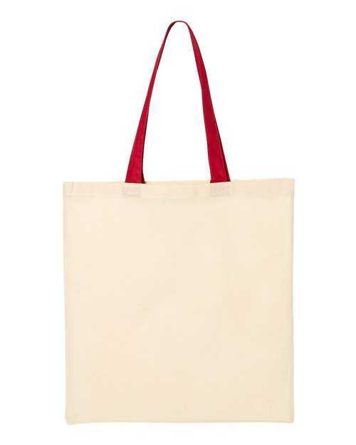Q-Tees QTB6000 Economical Tote with Contrast-Color Handles - Natural Red - HIT a Double