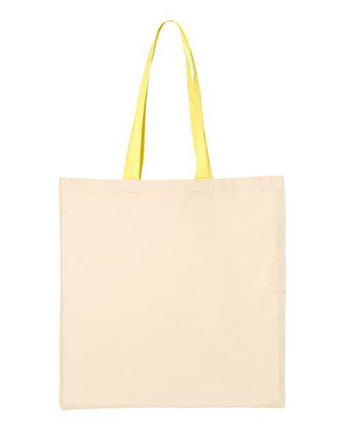 Q-Tees QTB6000 Economical Tote with Contrast-Color Handles - Natural Yellow - HIT a Double