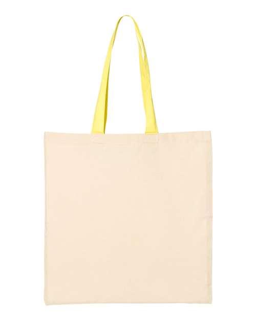 Q-Tees QTB6000 Economical Tote with Contrast-Color Handles - Natural Yellow - HIT a Double