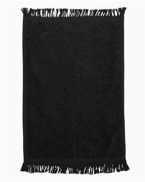 Q-Tees T100 Fringed Fingertip Towel - Black - HIT a Double