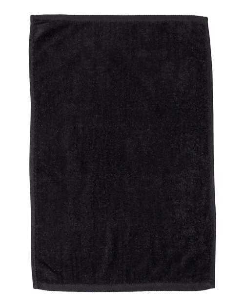 Q-Tees T200 Hemmed Hand Towel - Black - HIT a Double