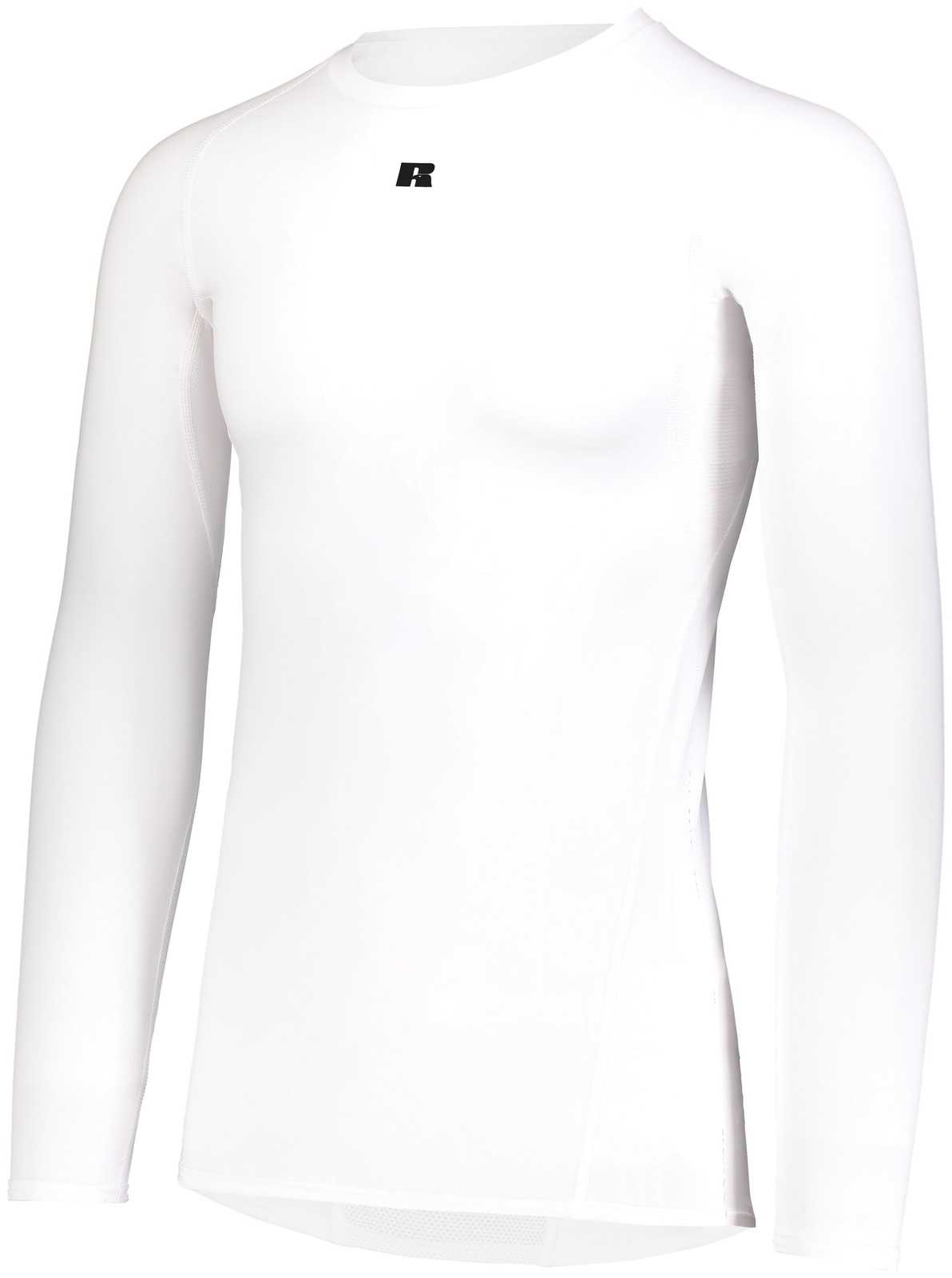 Russell R20CPM Coolcore Long Sleeve Compression Tee - White - HIT a Double