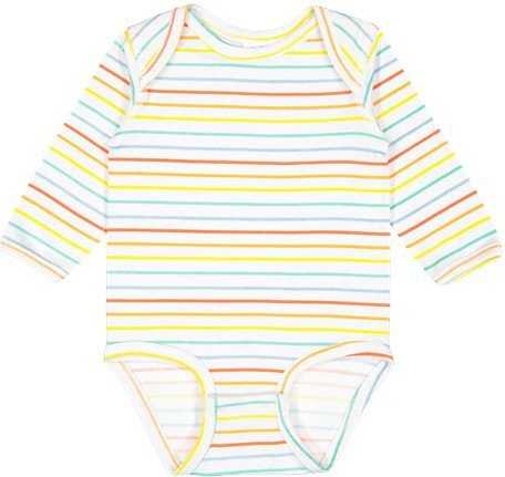 Rabbit Skins 4421 Infant Fine Jersey Long Sleeve Bodysuit - Rainbow Stripe - HIT a Double - 1