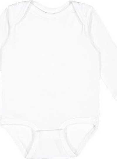 Rabbit Skins 4421 Infant Fine Jersey Long Sleeve Bodysuit - White - HIT a Double - 1