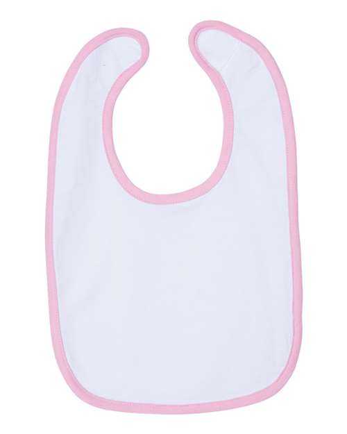 Rabbit Skins 1004 Infant Contrast Trim Premium Jersey Bib - White Pink - HIT a Double