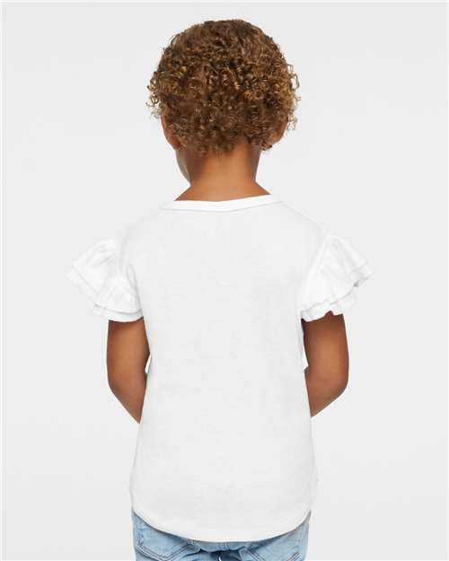 Rabbit Skins 3339 Toddler Flutter Sleeve Tee - White&quot; - &quot;HIT a Double