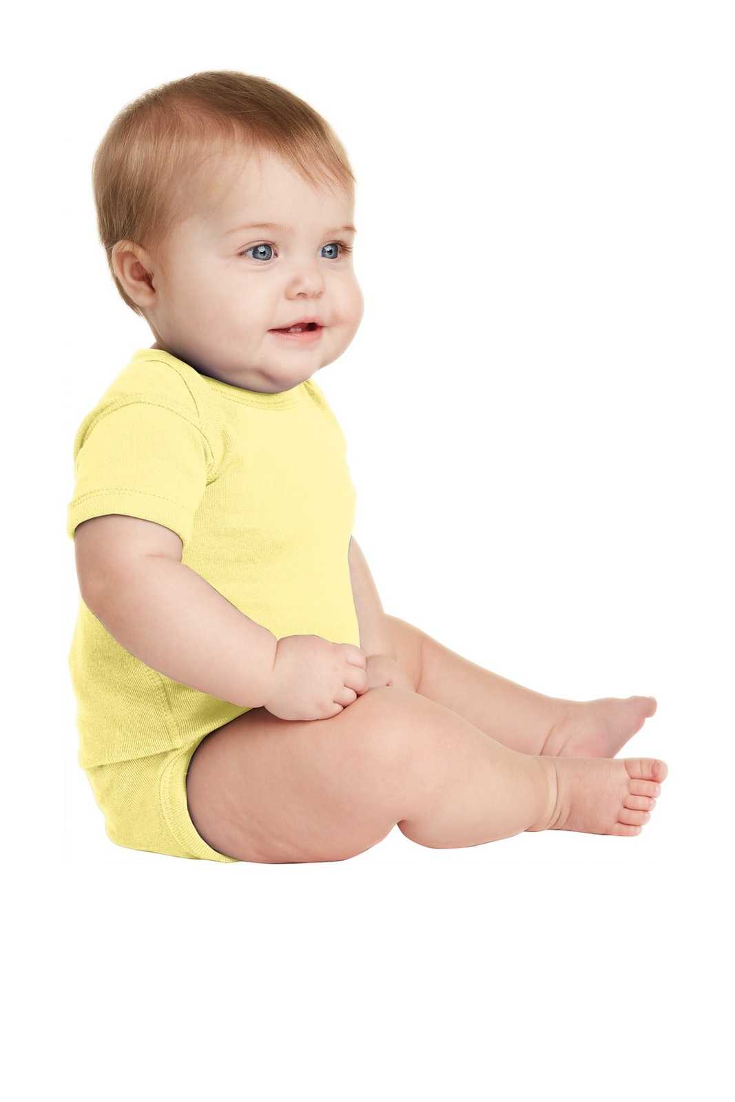 Rabbit Skins 4400 Infant Short Sleeve Baby Rib Bodysuit - Banana - HIT a Double