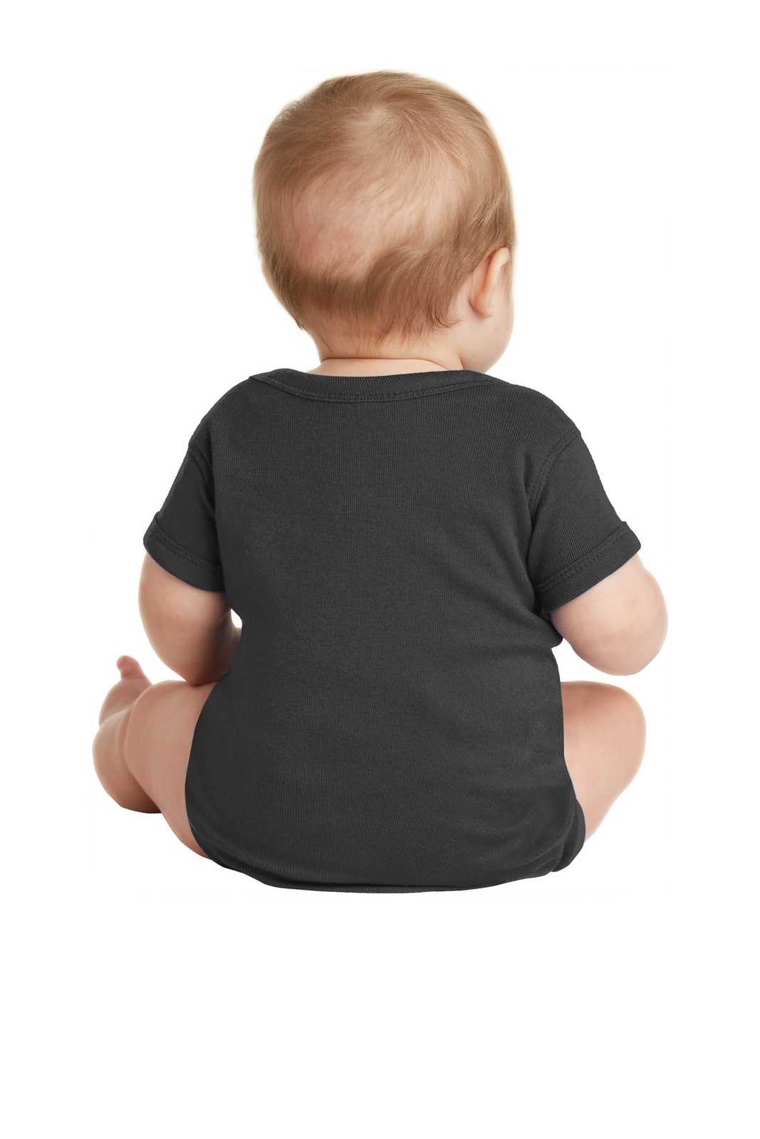Rabbit Skins 4400 Infant Short Sleeve Baby Rib Bodysuit - Black - HIT a Double