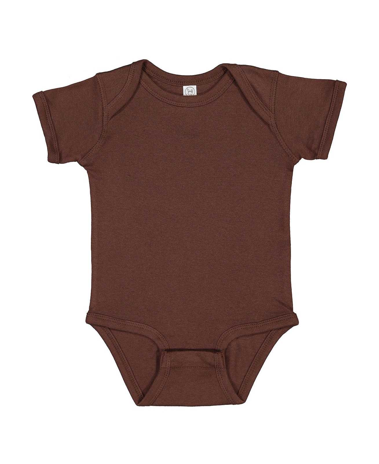 Rabbit Skins 4400 Infant Short Sleeve Baby Rib Bodysuit - Brown - HIT a Double