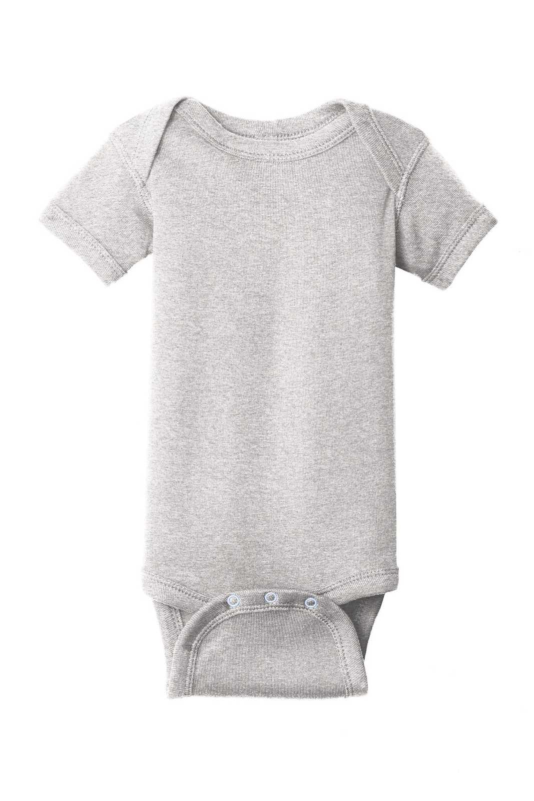 Rabbit Skins 4400 Infant Short Sleeve Baby Rib Bodysuit - Heather - HIT a Double