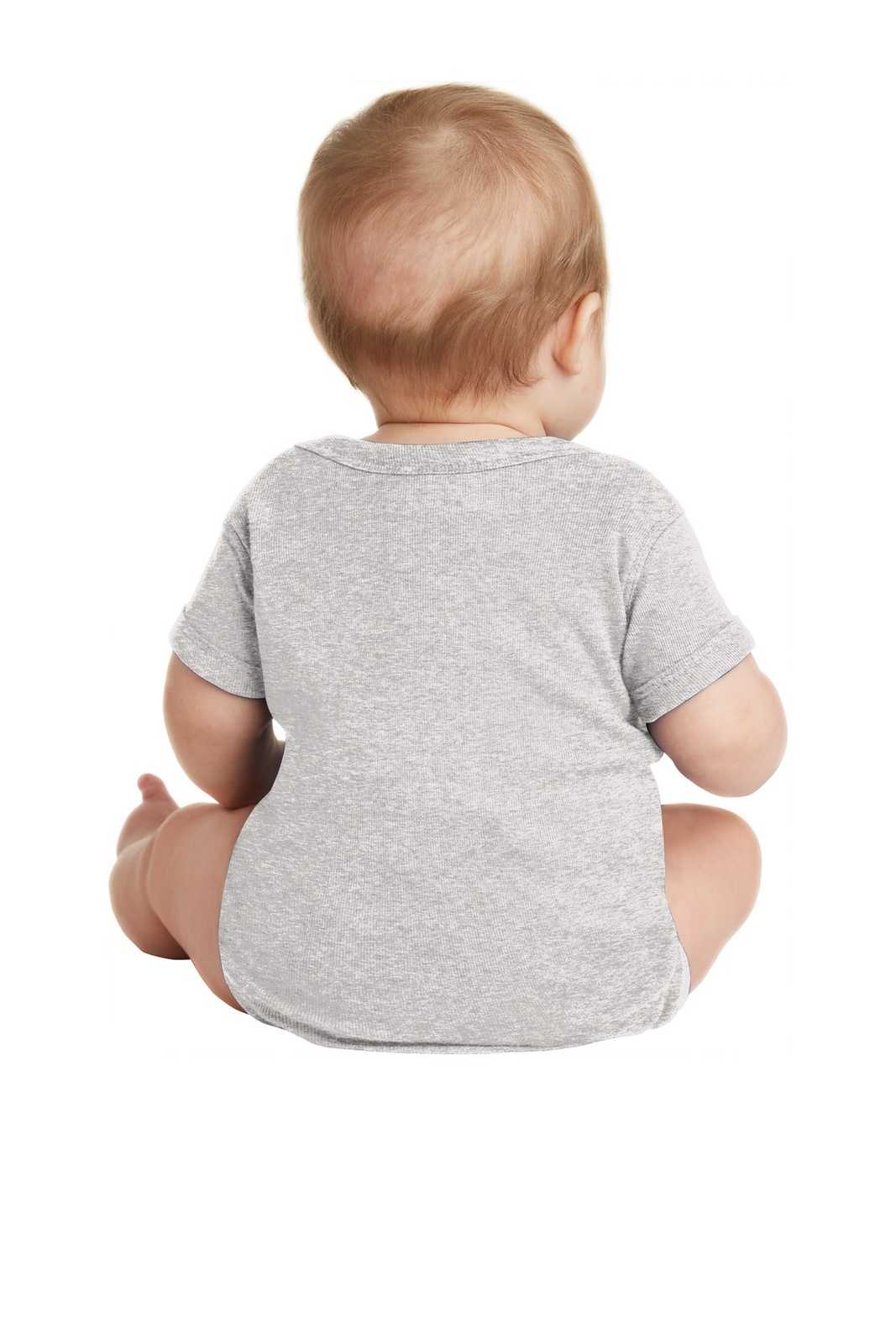 Rabbit Skins 4400 Infant Short Sleeve Baby Rib Bodysuit - Heather - HIT a Double