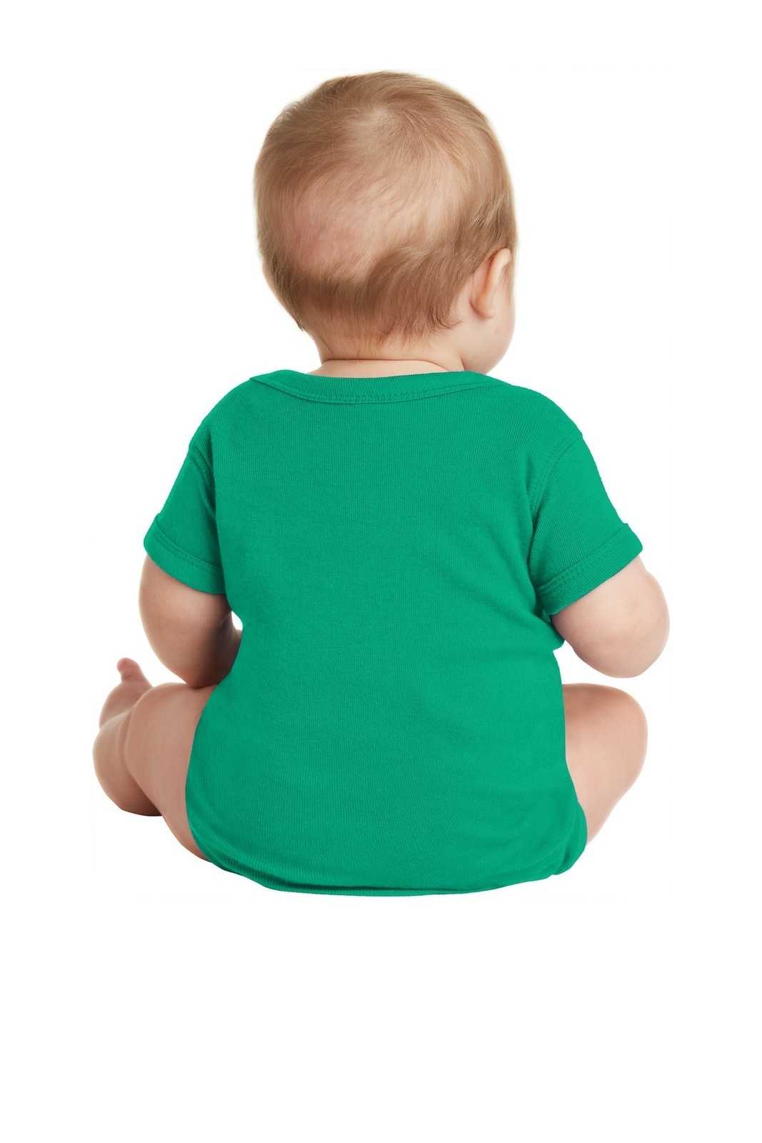 Rabbit Skins 4400 Infant Short Sleeve Baby Rib Bodysuit - Kelly - HIT a Double