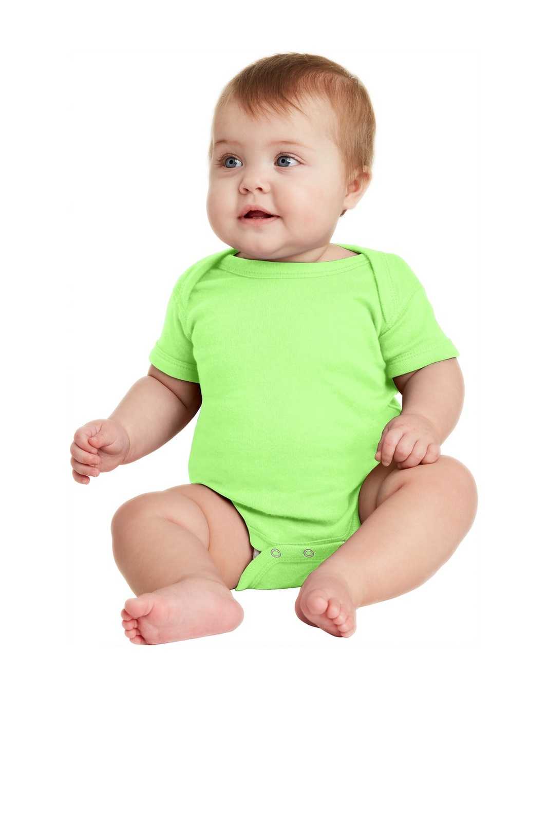 Rabbit Skins 4400 Infant Short Sleeve Baby Rib Bodysuit - Key Lime - HIT a Double