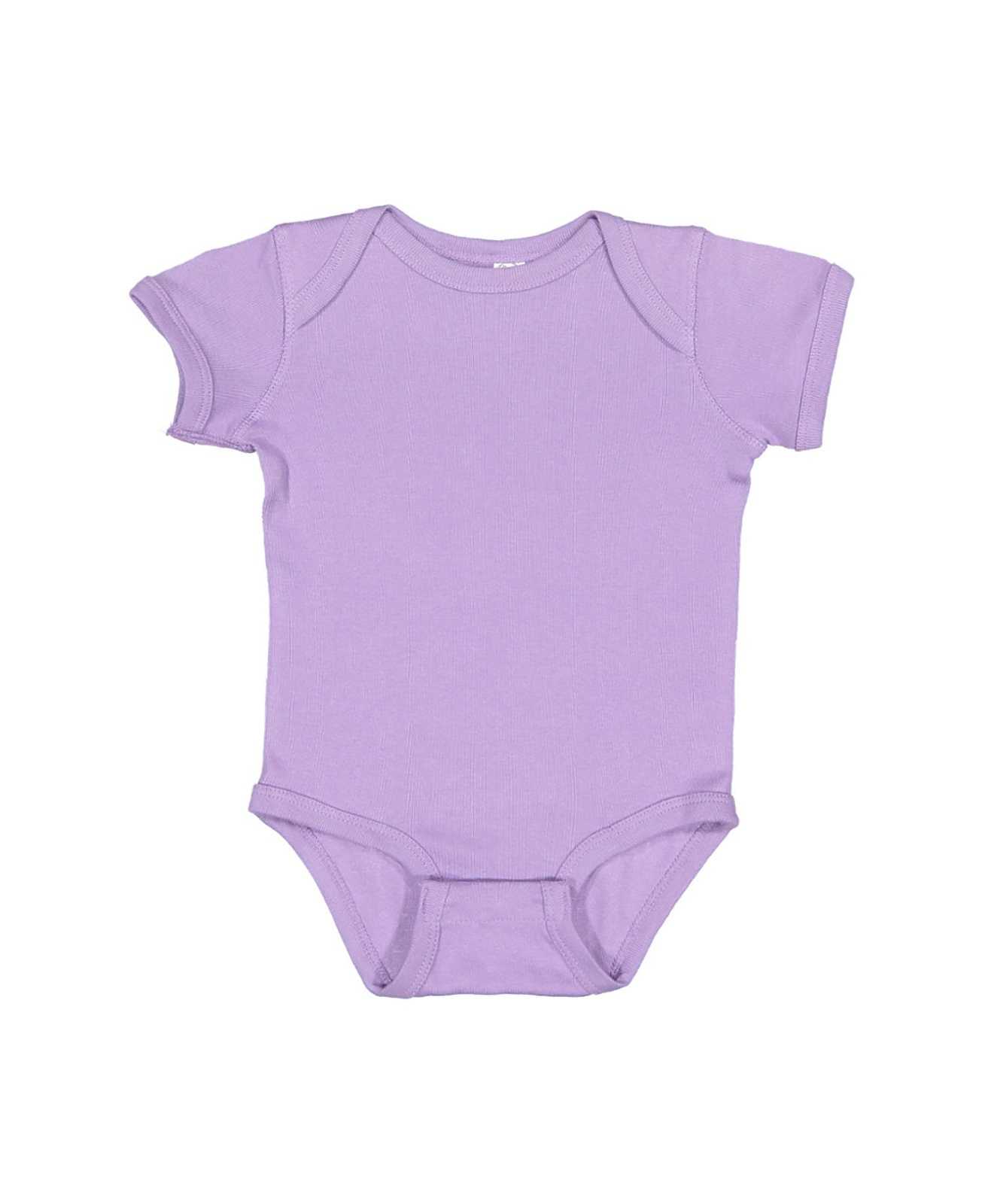 Rabbit Skins 4400 Infant Short Sleeve Baby Rib Bodysuit - Lavender - HIT a Double