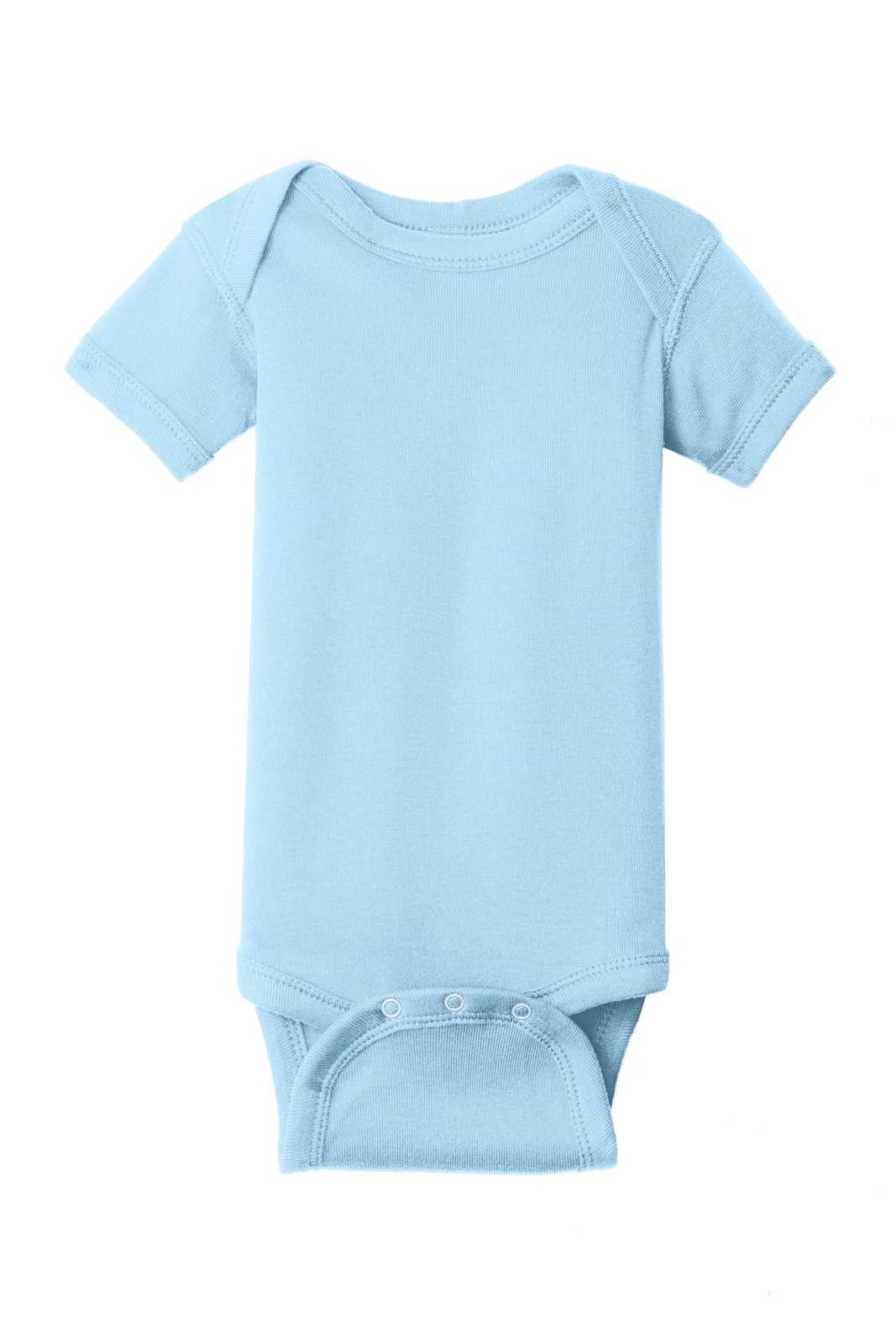 Rabbit Skins 4400 Infant Short Sleeve Baby Rib Bodysuit - Light Blue - HIT a Double