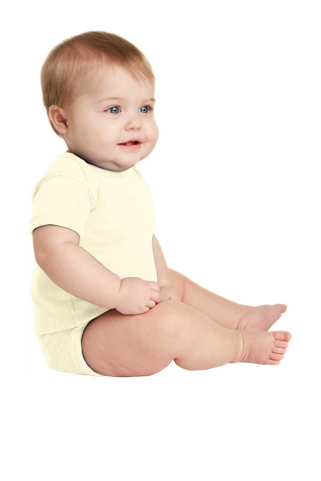 Rabbit Skins 4400 Infant Short Sleeve Baby Rib Bodysuit - Natural - HIT a Double