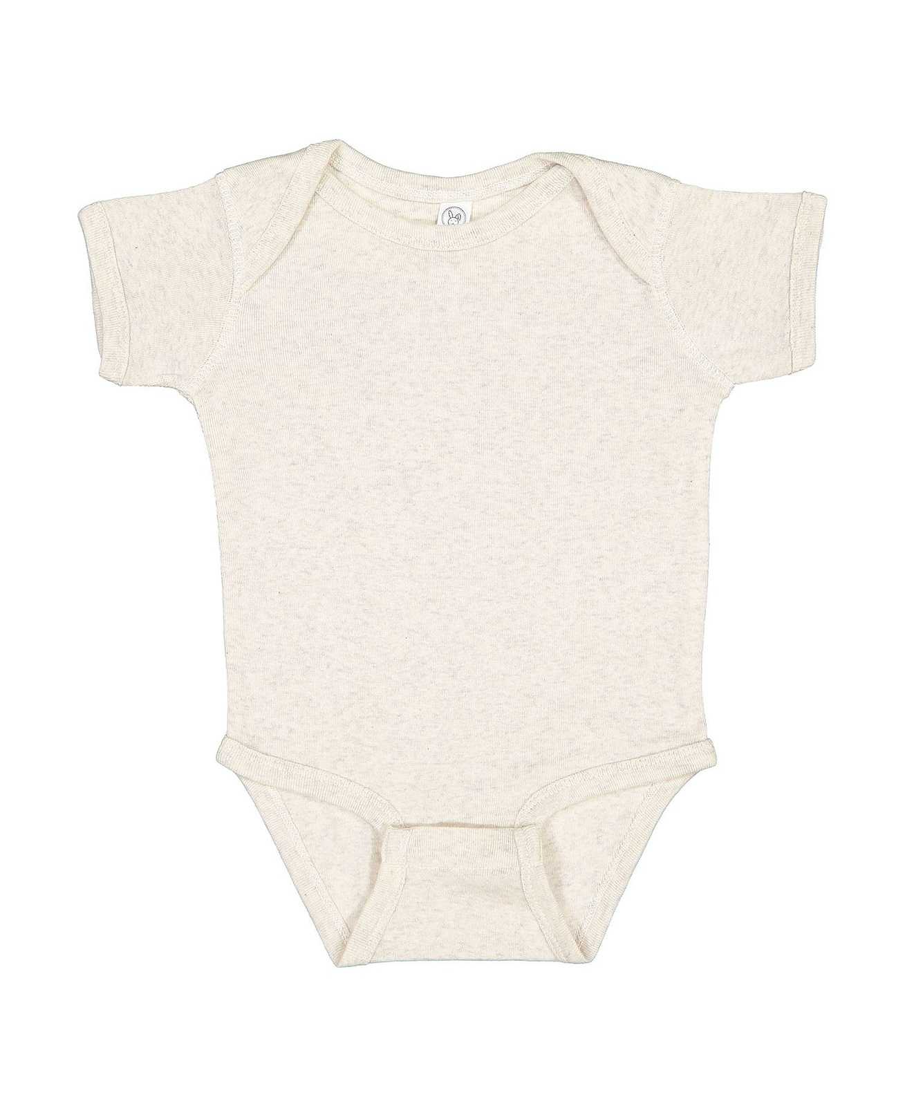 Rabbit Skins 4400 Infant Short Sleeve Baby Rib Bodysuit - Natural Heather - HIT a Double