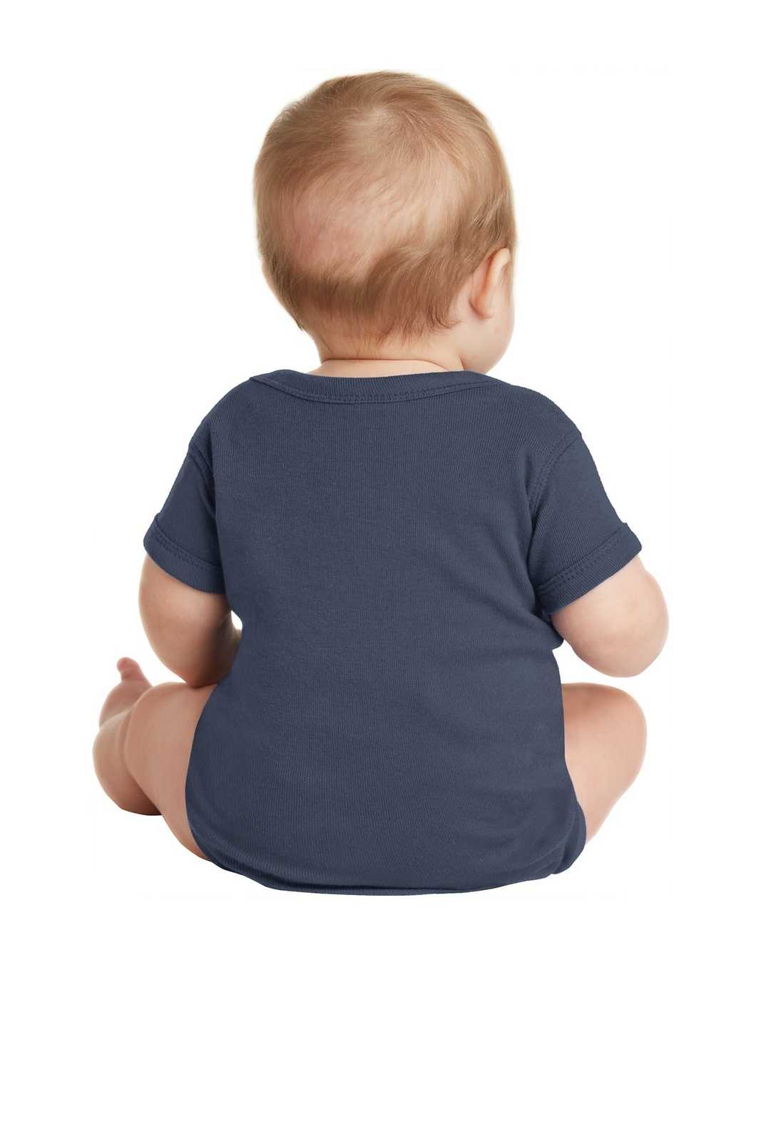 Rabbit Skins 4400 Infant Short Sleeve Baby Rib Bodysuit - Navy - HIT a Double