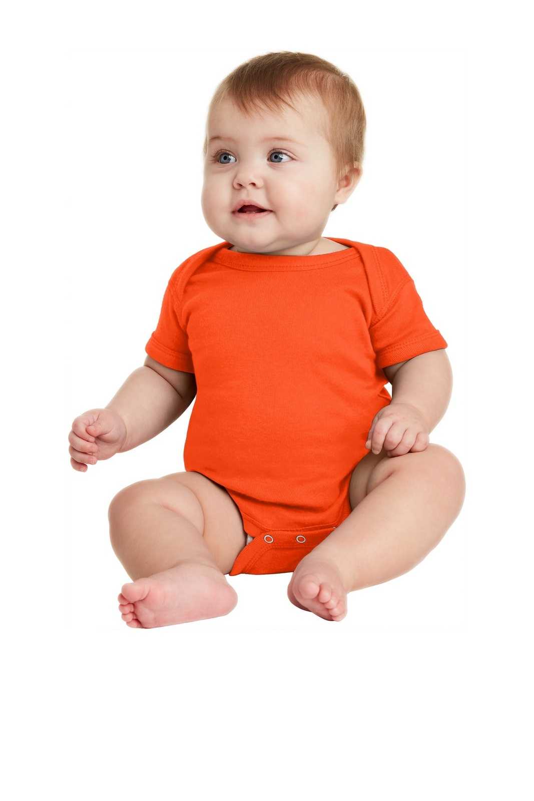 Rabbit Skins 4400 Infant Short Sleeve Baby Rib Bodysuit - Orange - HIT a Double