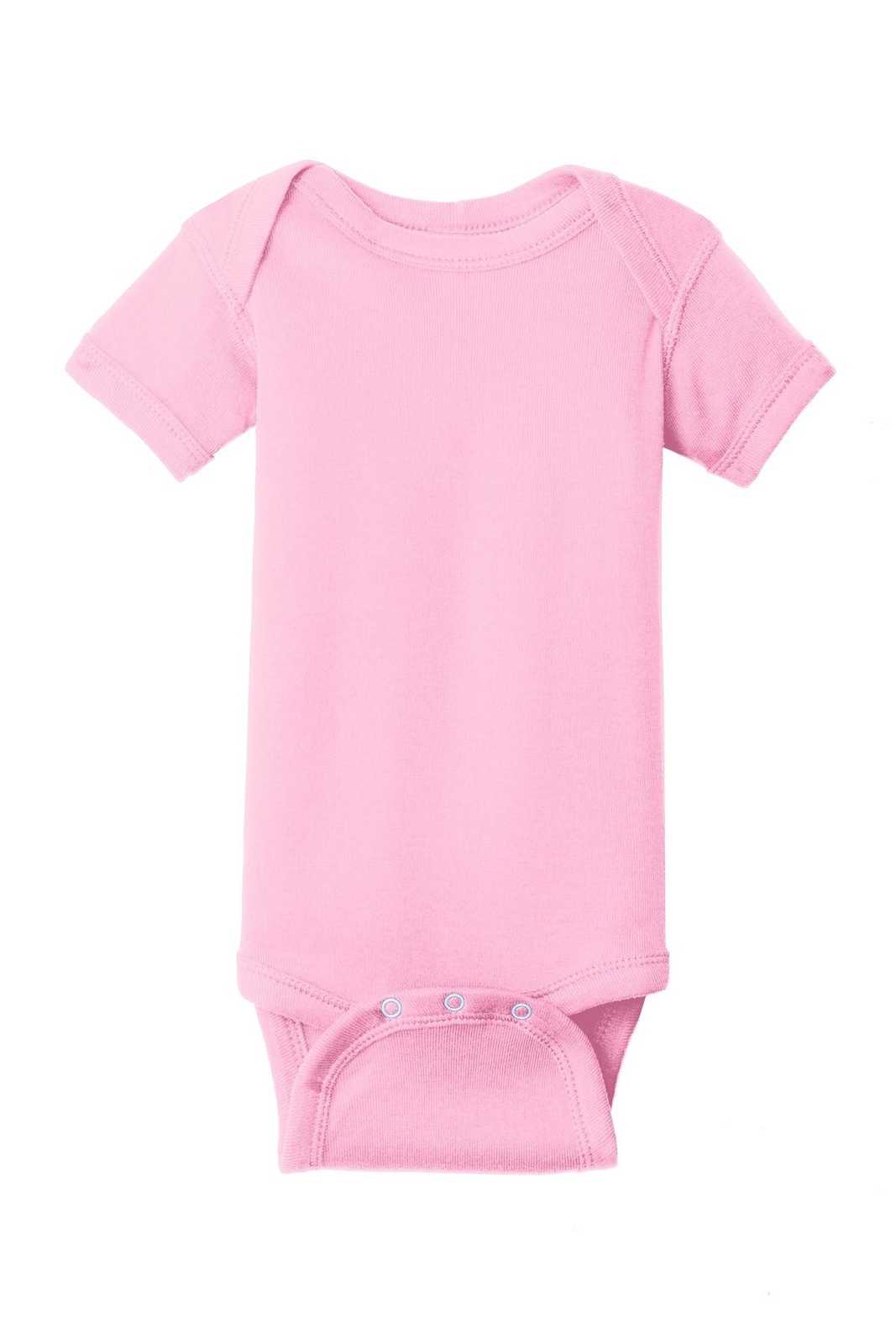 Rabbit Skins 4400 Infant Short Sleeve Baby Rib Bodysuit - Pink - HIT a Double
