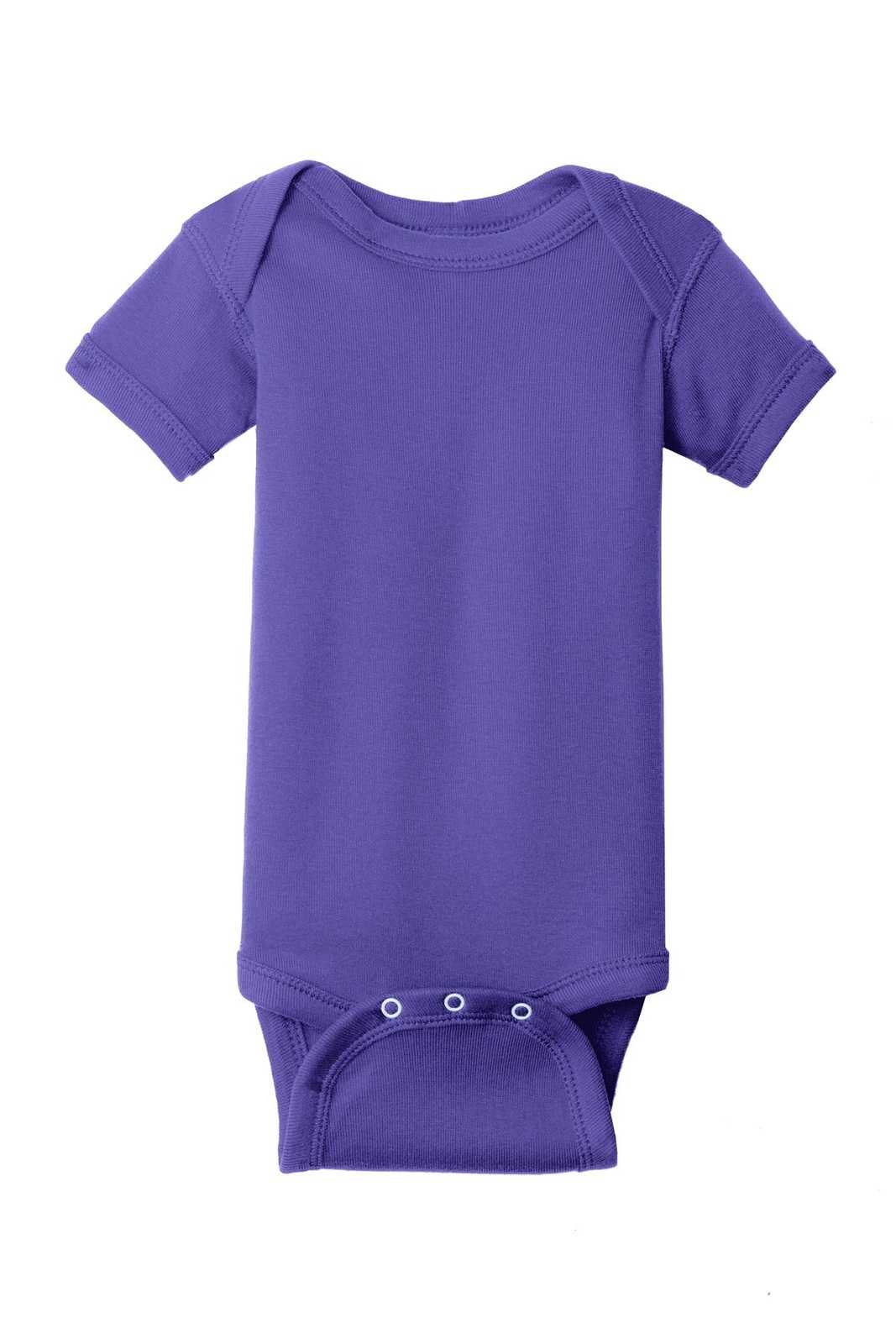 Rabbit Skins 4400 Infant Short Sleeve Baby Rib Bodysuit - Purple - HIT a Double