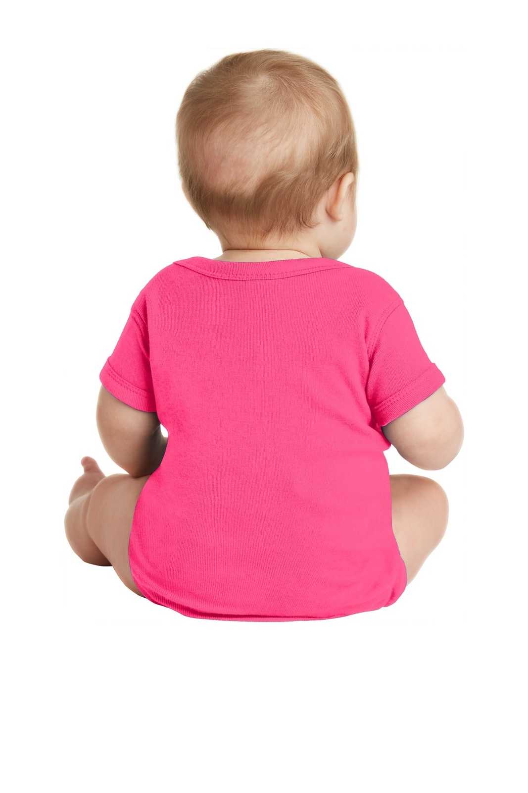 Rabbit Skins 4400 Infant Short Sleeve Baby Rib Bodysuit - Raspberry - HIT a Double