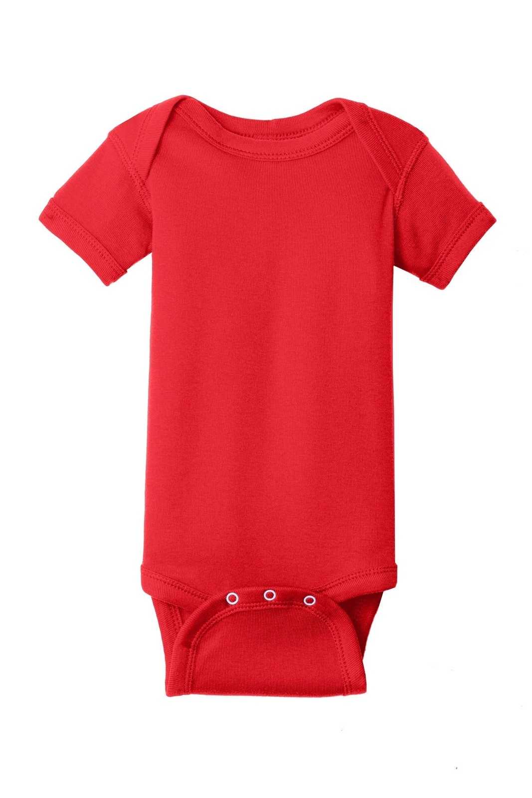 Rabbit Skins 4400 Infant Short Sleeve Baby Rib Bodysuit - Red - HIT a Double
