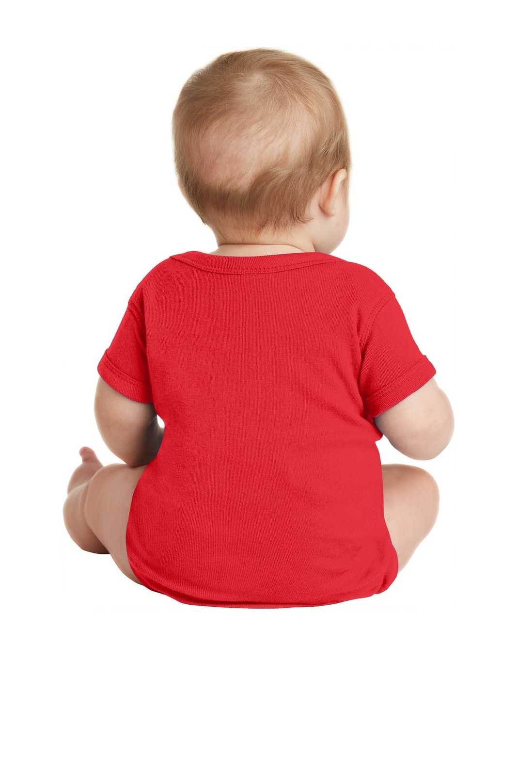 Rabbit Skins 4400 Infant Short Sleeve Baby Rib Bodysuit - Red - HIT a Double