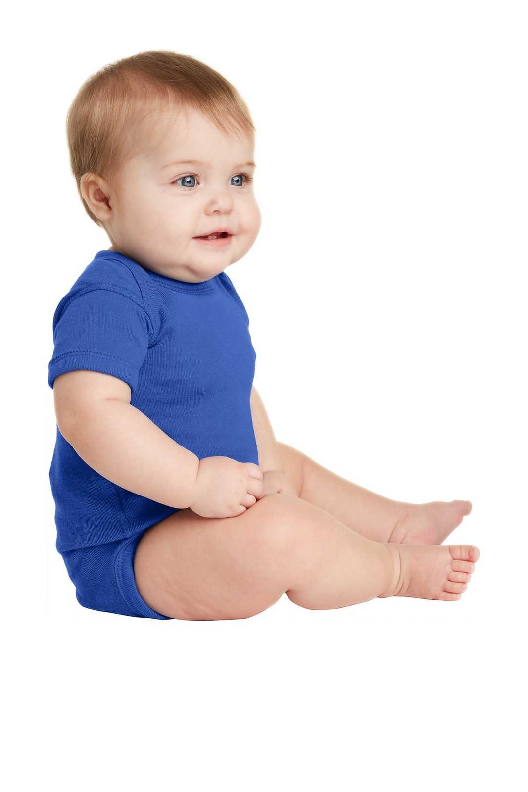 Rabbit Skins 4400 Infant Short Sleeve Baby Rib Bodysuit - Royal - HIT a Double